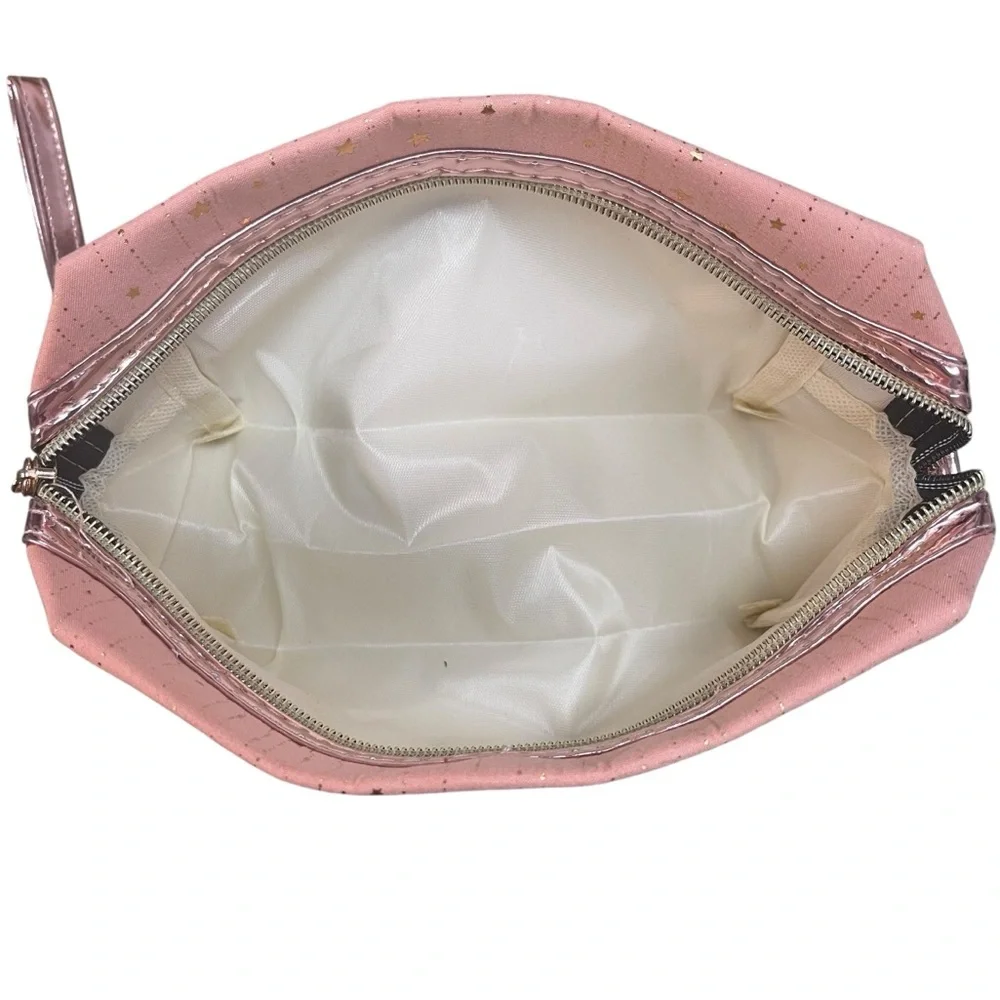 Star Pattern Cosmetic Bag Pink Gold